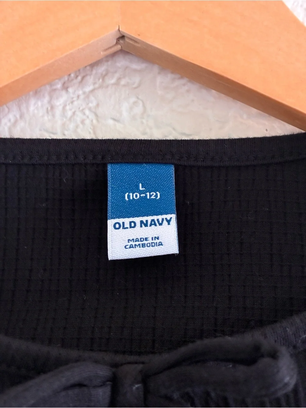 Old Navy | NWT Black rib knit flare sleeves cotton long sleeve tee size 10/12